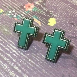 Turquoise cross earrings
